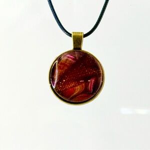 Artisan Gold and Maroon Pendant Necklace